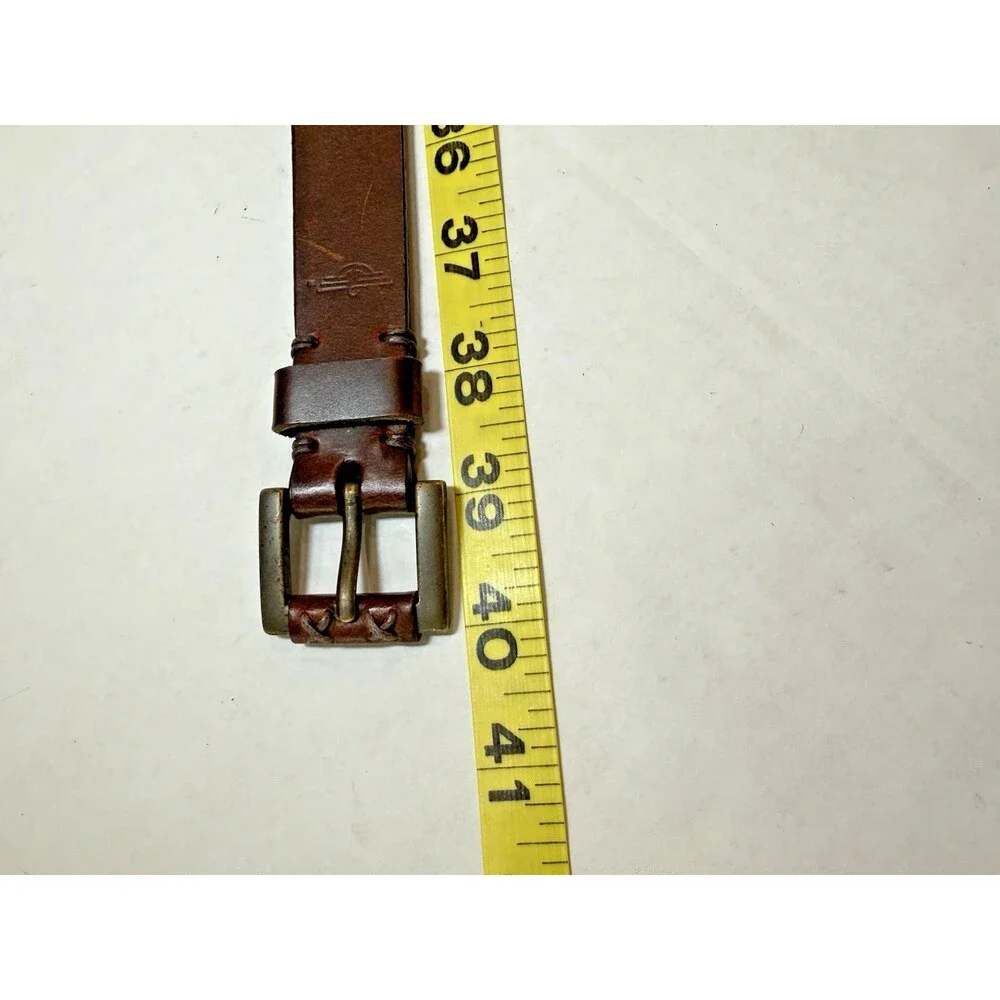 Dockers Brown Leather Belt Unisex Braided Brass Buckle Size L‎ Vintage 1990s
